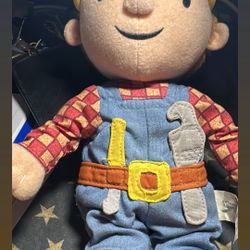 This is a vintage Bob the Builder plush toy (Hasbro, early 2000s).