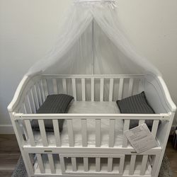 Mini White Baby Crib 6 in 1
