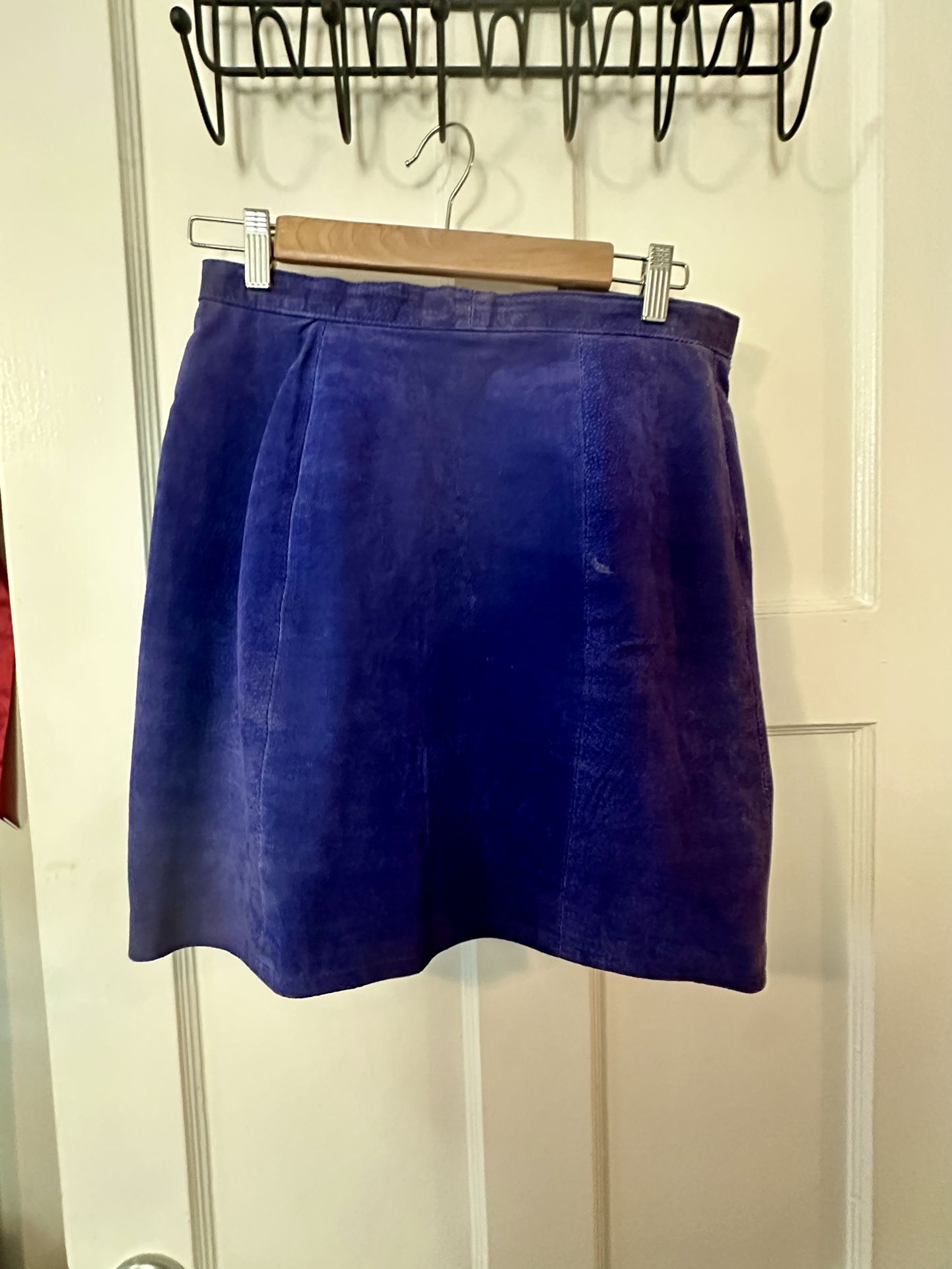 Blue Faux Suede Mini Skirt