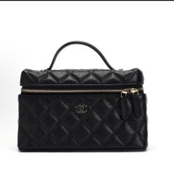 CHANEL 25C Brand Logo Zipper Open Alloy Buckle Diamond Caviare Calfskin One-shoulder Crossbody Handbag Regular Women's Black(69)59