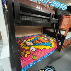 Twin Full Black Bunk Bed With Mattresses Colchones 