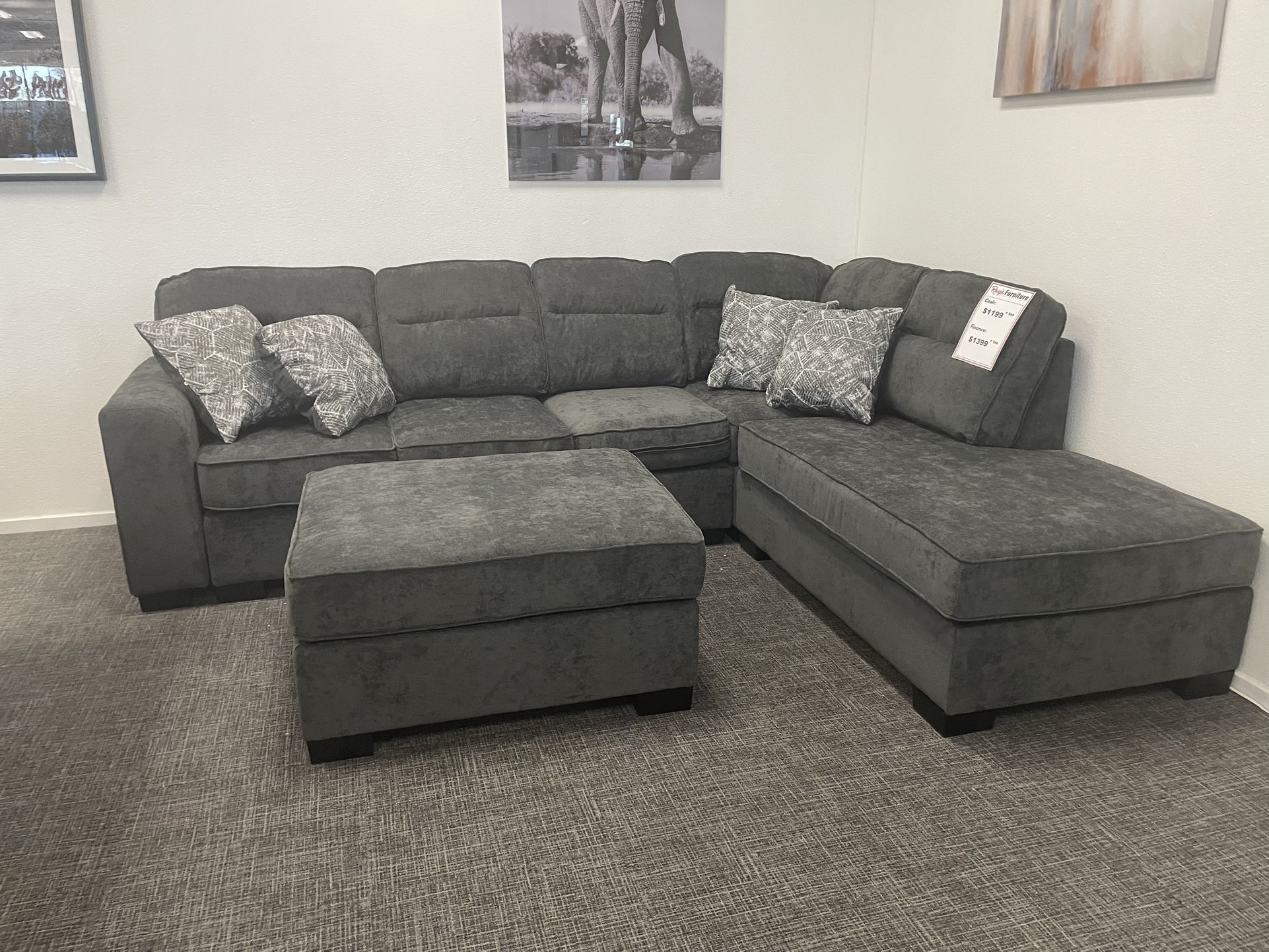 Gray Sofa Sectional Set- EZ $10 Down Payment Options Available
