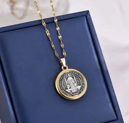 ✨PURE STAINLESS STEEL ✨SAINT BENEDICT MEDAL WITH CHAIN