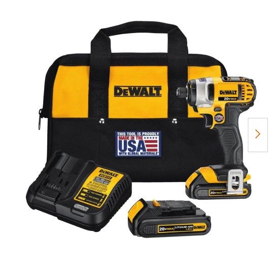 20-Volt MAX Cordless 1/4 in. Impact Driver, (2) 20-Volt 2.0Ah Batteries, Charger & Bag
