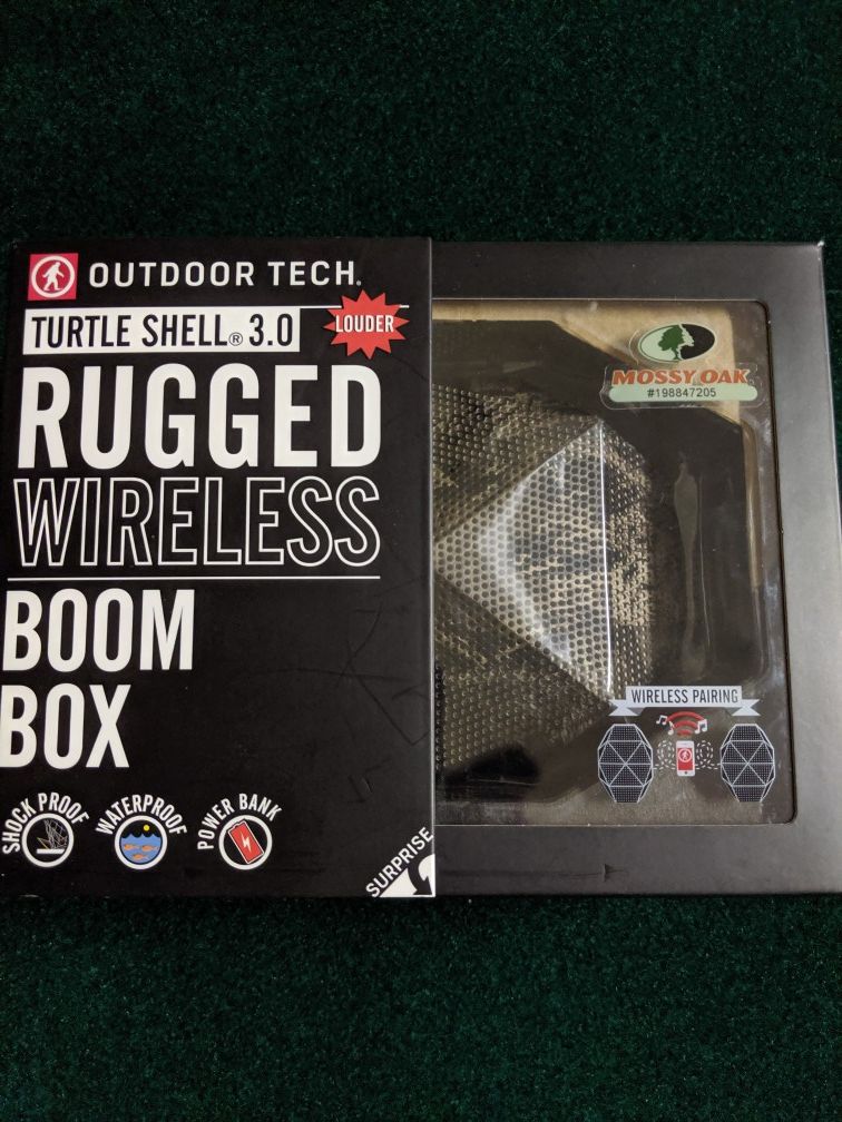 Outdoor Tech OT2800-B Turtle Shell 3.0 - Rugged Waterproof True Wireless Bluetooth Hi-Fi Speaker, Black