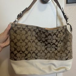 Coach Handbag Purse Brown/White