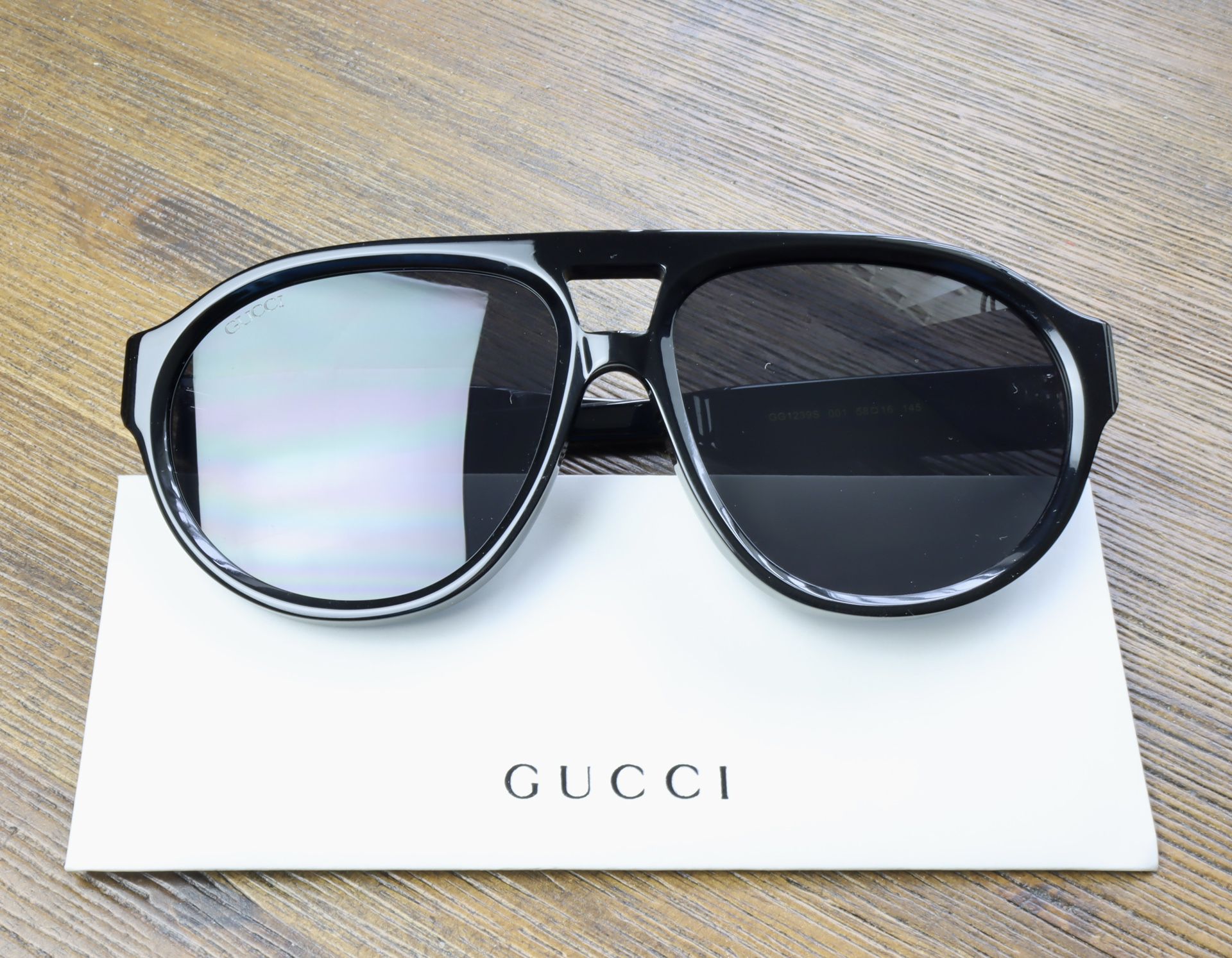 Gucci Mens Pilot Sunglasses in Black with Acetate Frame