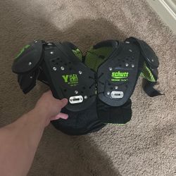 Schutt football pads with a battle backplate