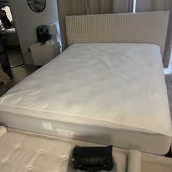 Velour Cream Bed Frame