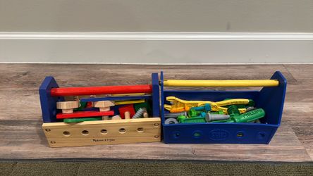 Wooden & plastic tool boxes for kids