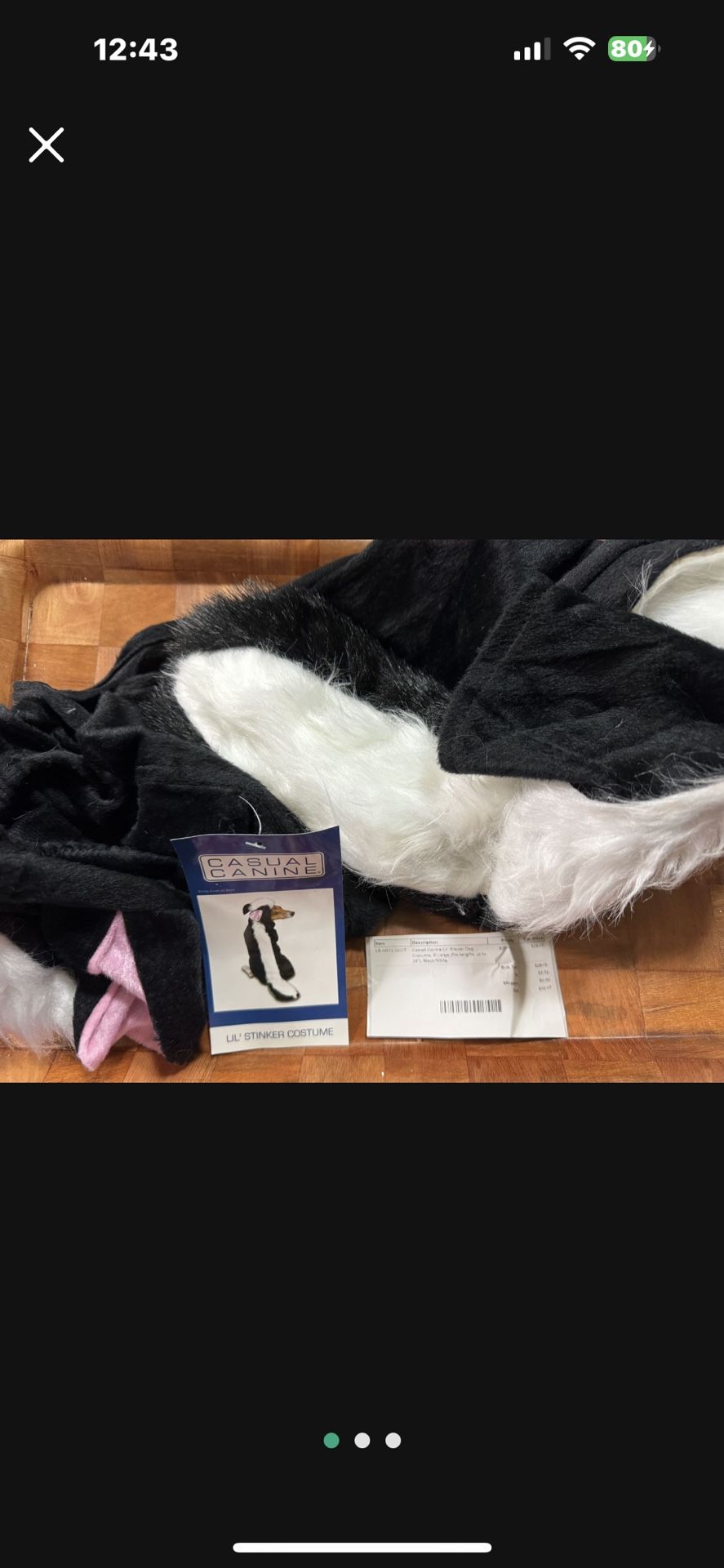 LITTLE STINKER DOG COSTUME. X-LARGE.