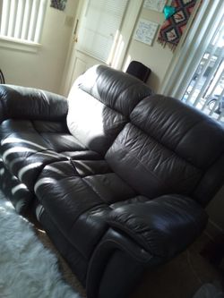 Electric black leather couch
