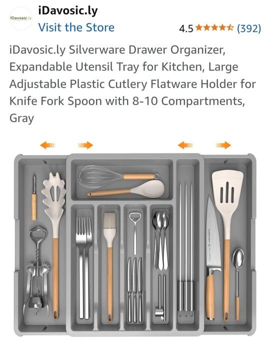 New In 📦. Expandable Light Blue Silverware Etc ORGANIZER!! REALLY NICE. HAS DIVIDERS AS WELL. 👀 PHOTOS. CASH PICKUP ONLY
