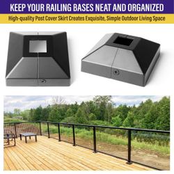 Hulave Split Post Covers, Fits 1x1 Post/3.5x3.5 Base, Indoor/Outdoor, 8 pack, Black