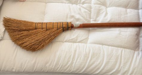 Traditional Straw Broom with Wooden Handle