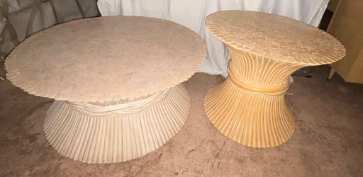Set Of McGuire Style Sheaf Of Wheat MCM Coffee Table And End Table