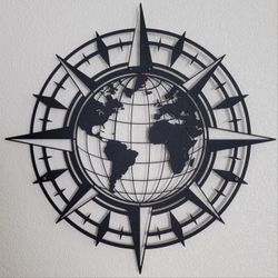 ***INCREDIBLE DEAL *** Artwork - Metal - COMPASS WORLD MAP