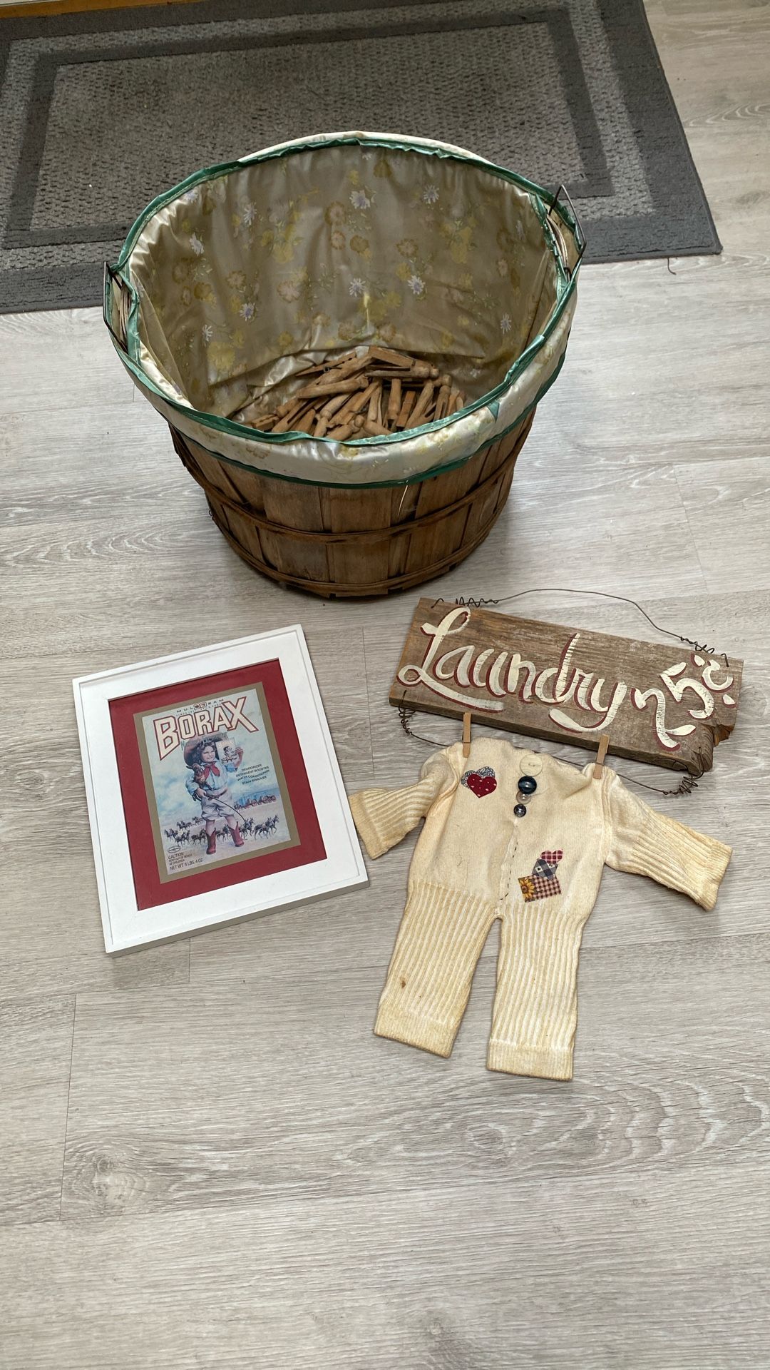 Antique Laundry Basket & Misc.
