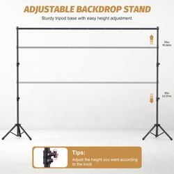 Forlogic 10x8Ft Backdrop Stand, Heavy Duty Adjustable Photo Back Drop Stand Kit for Parties, Photography, Banner Stand