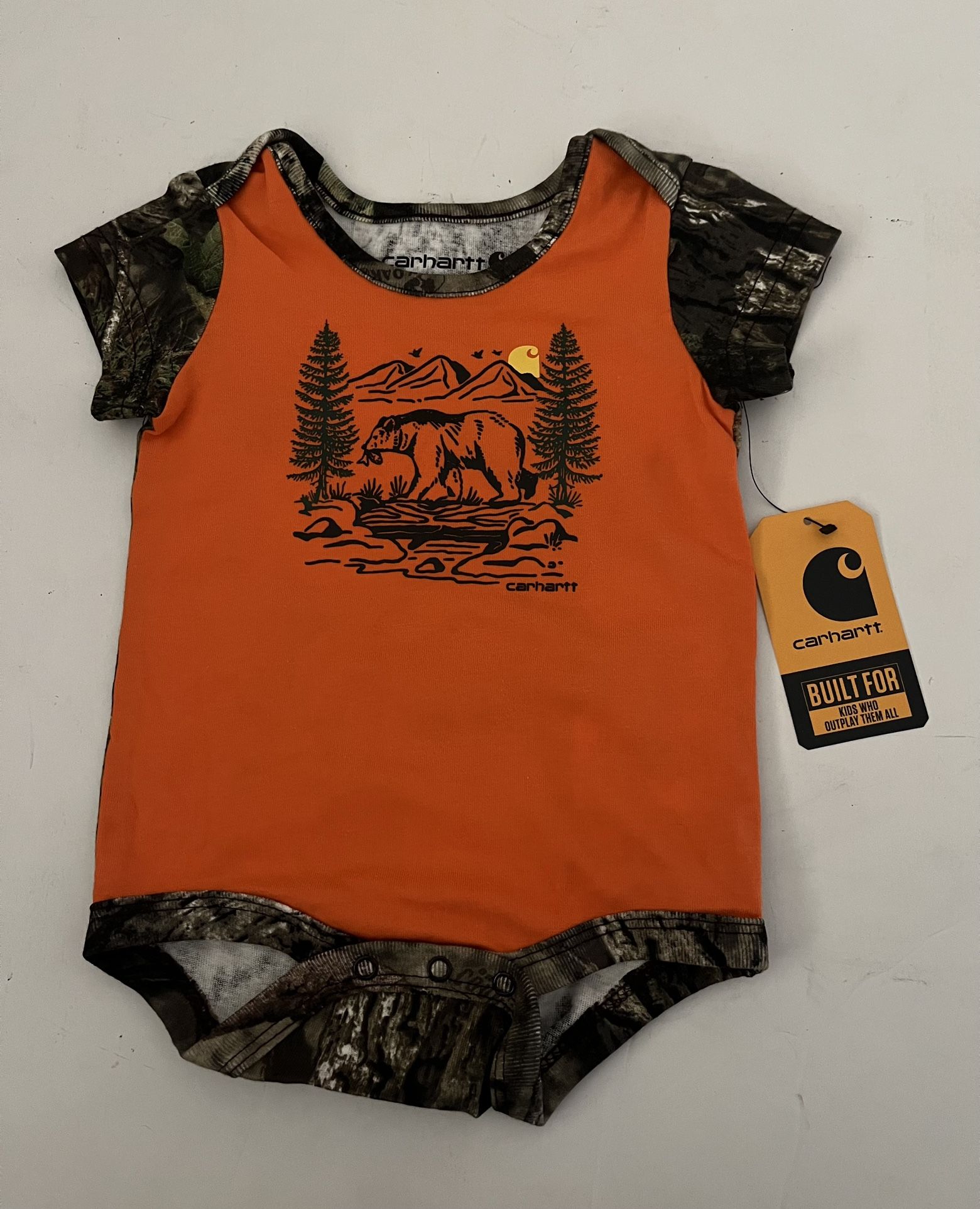 NWT Carhartt Bodysuit Bear Wildlife Mossy Oak Camo Hunting Orange 3M Jumpsuit