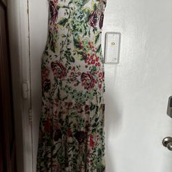 Yigal Azrouël Dress floral rhinestone logo maxi halter top flower flowy y2k  