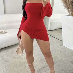 Red Sexy Mini Dress Club Ladies Woman’s 