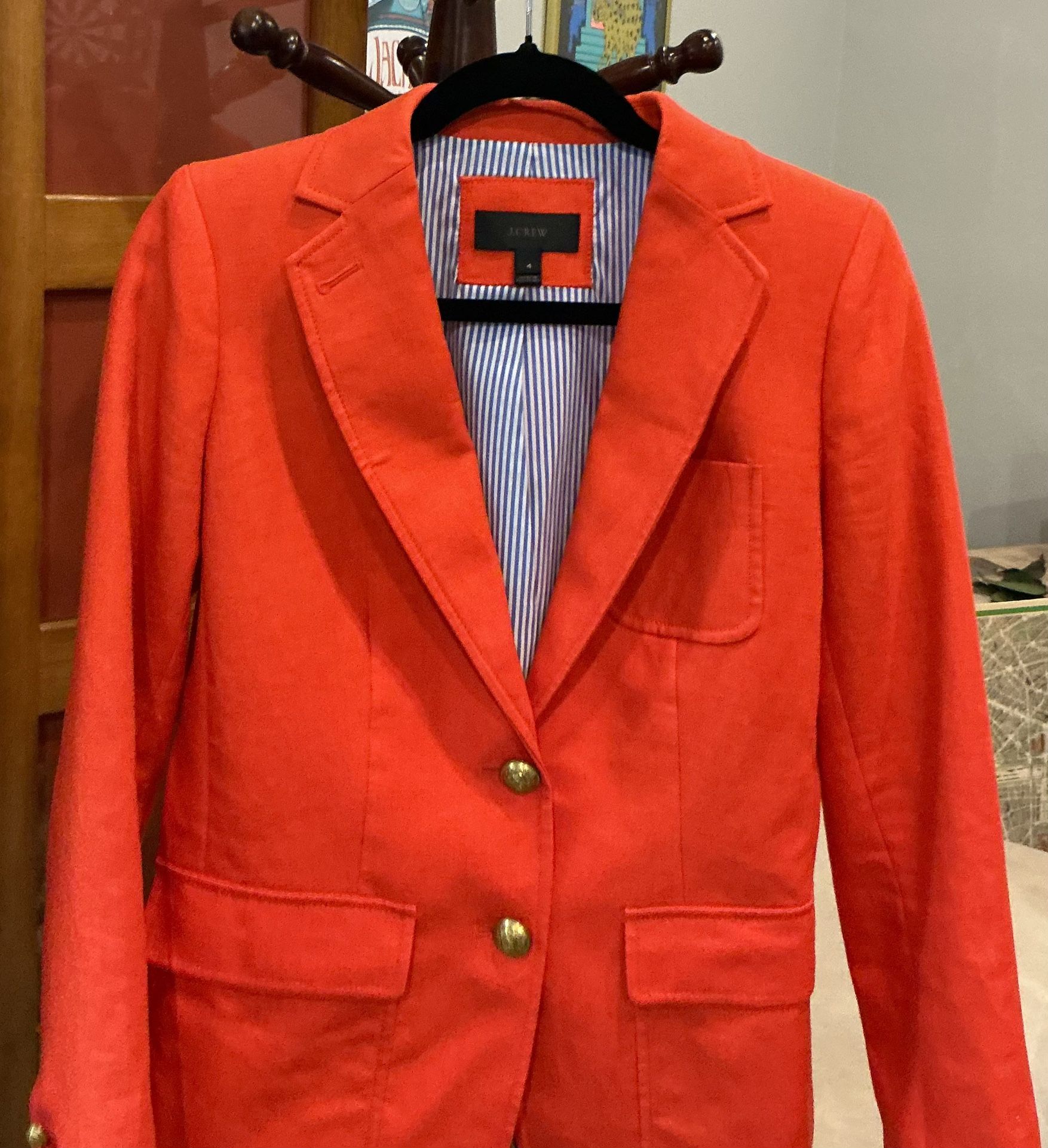 NWOT J. CREW Fiery Orange Rhodes Silk Lined Jacket Women 4