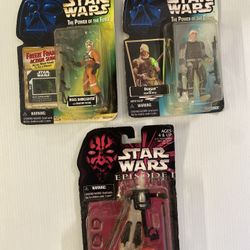 Star Wars 1997 & 98 Power of the Force & Episode I Lot (3) In Original Packaging