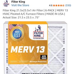 AC filters (6) Size  21.5x21.5x.75”