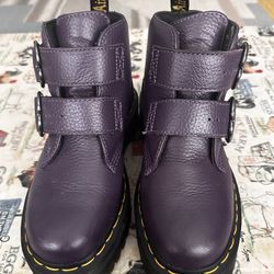 Dr. Marten Devon Heart Buckle Purple Boots