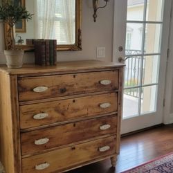 Antique Refinished Solid Wood Pine Chest of Drawers - Dresser circa 1900. - Coastal
