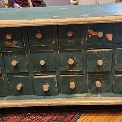 Antique Apothecary 18 drawer Wood Cabinet 
