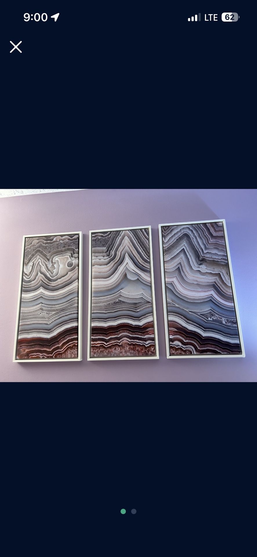 3 Framed Canvas Art - Purple Agate