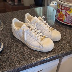 Adidas Superstar Off White Indented Adidas Symbols, Gold Superstar