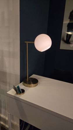 West Elm Light Rods LED Table Lamp – Antique Brass & Milk Glass