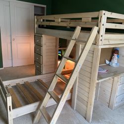 Nice Pottery Barn Gray Pine Loft  Bunk Bed W/Built In Desk/Dresser Loc Del Avl $$ PU Joliet 708943QKTS 