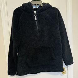 Victoria’s Secret PINK Teddy Faux Fur Pullover Hoodie Black