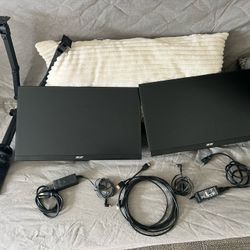 Two 21” Acer Monitors With A Dual Monitor Stand