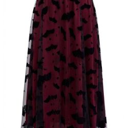 Velvet Bats Mesh Tulle Burgundy Skirt