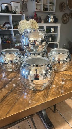 6 Jarrones De Bola De Discoteca