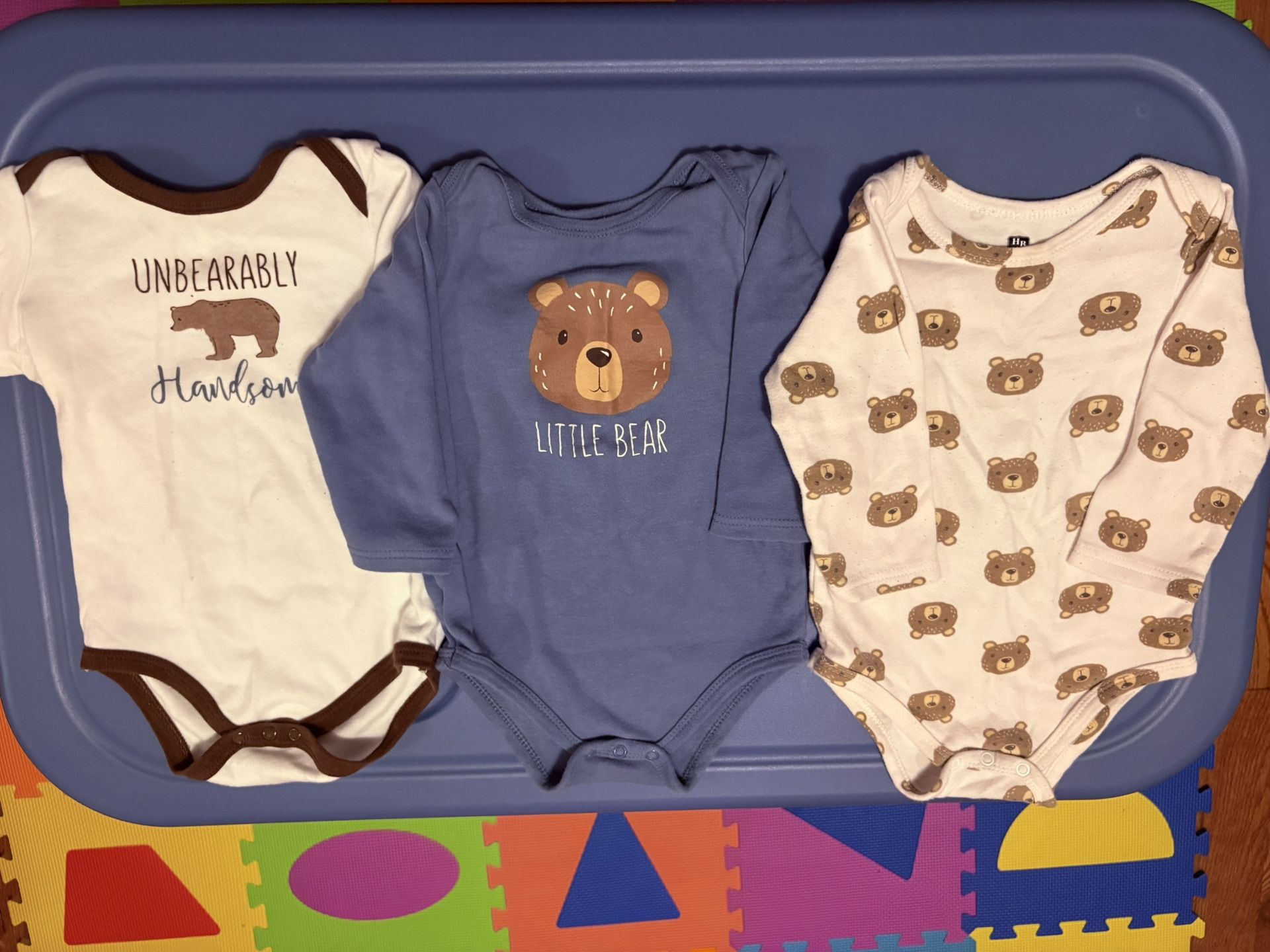 Hudson Baby Unisex Long-Sleeved Bodysuits Bundle Of 3 Size 18 Months Bear Theme