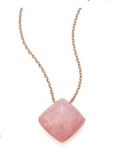 Michael Kors Rose Quartz Pyramid Necklace