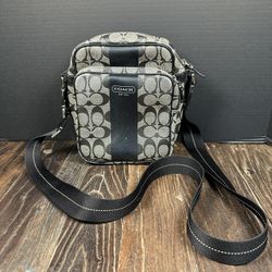 Coach Grey Black Crossbody Zippered Bag