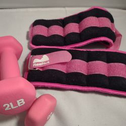 Four Piece Pink2 Lb Dumbbell And Ankle /Wrist Weights