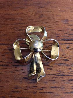 Sterling silver gold overlay bow brooch