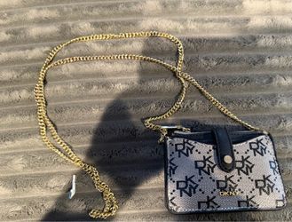 DKNY Women's mini micro wallet crossbody mini With Gold Chain Strap