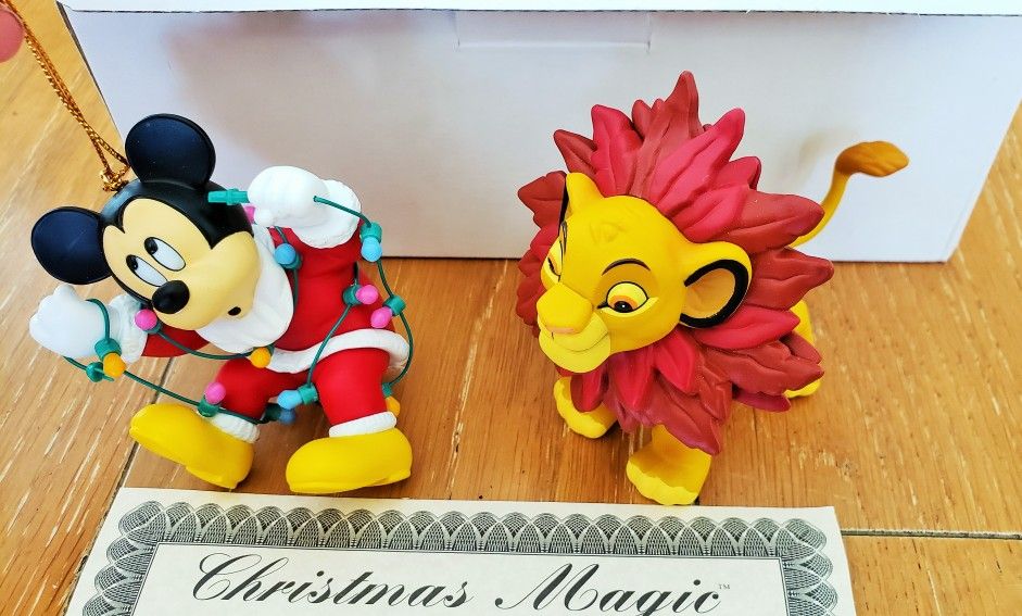 Disney Christmas Magic Holiday Ornament Mickey Mouse Simba Grolier Collectibles