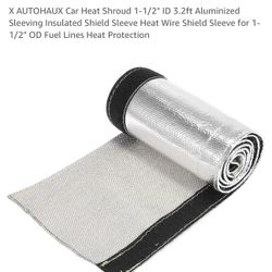 X AUTOHAUX Car Heat Shroud 1-1/2" ID 3.2ft Aluminized Sleeving Insulated Shield Sleeve Heat Wire Shield Sleeve for 1-1/2" OD Fuel Lines Heat Protectio