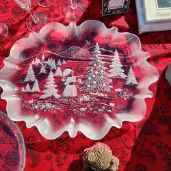 Estate Sale     Mikasa Vintage  Lg Crystal Holiday Serving Platter A Christmas Story