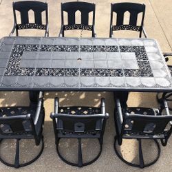 Hanamint Saint Moritz 8 Seat Outdoor Patio Furniture Dining Set Table And 8 Chairs High End Cast Aluminum Patio Set